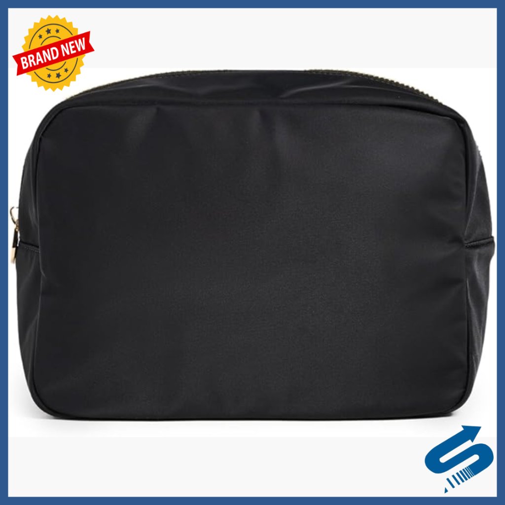 Large Clutch Pouch With Gold Hardware, Textile Lining, 10.25x7x4.75 Inches